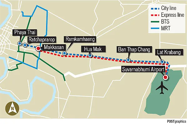 Tajlandia | Stacje łączące lotnisko Suvarnabhumi z centrum miasta Tajlandia | Stacje łączące lotnisko Suvarnabhumi z centrum miasta