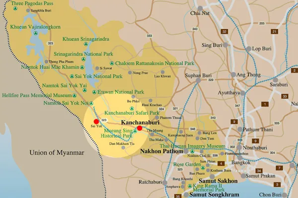 Tajlandia | W tym regionie, pomiędzy Kanchanaburi i Sai Yok, znajduje się Tygrysia Świątynia Tajlandia | W tym regionie, pomiędzy Kanchanaburi i Sai Yok, znajduje się Tygrysia Świątynia